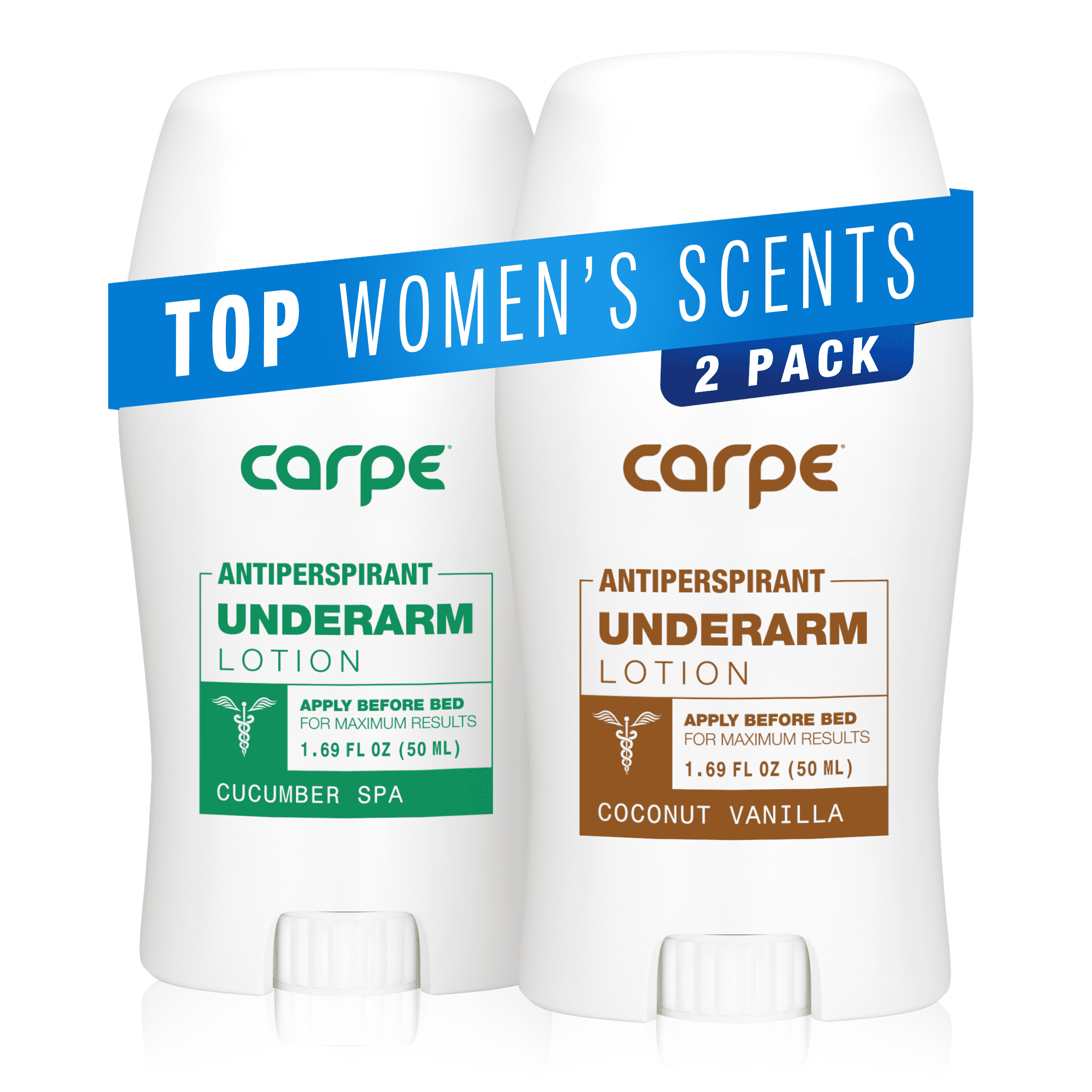 Carpe Underarm Antiperspirant Deodorant for Women, Coconut Vanilla & Cucumber Spa, 1.69 fl oz (2 Pack)