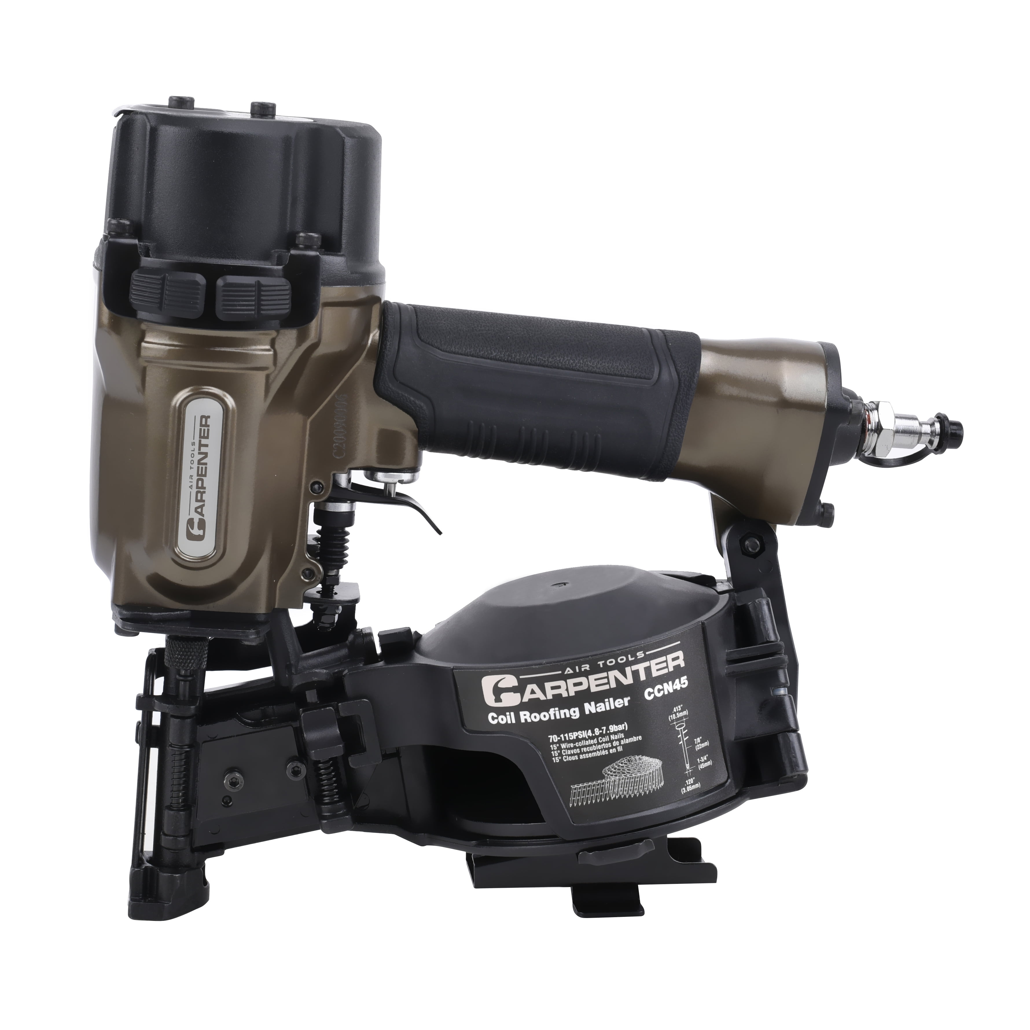 Carpenter Air Tools CCN45 7/8" to 1 3/4" 15° Pneumatic C Roofing Nailer