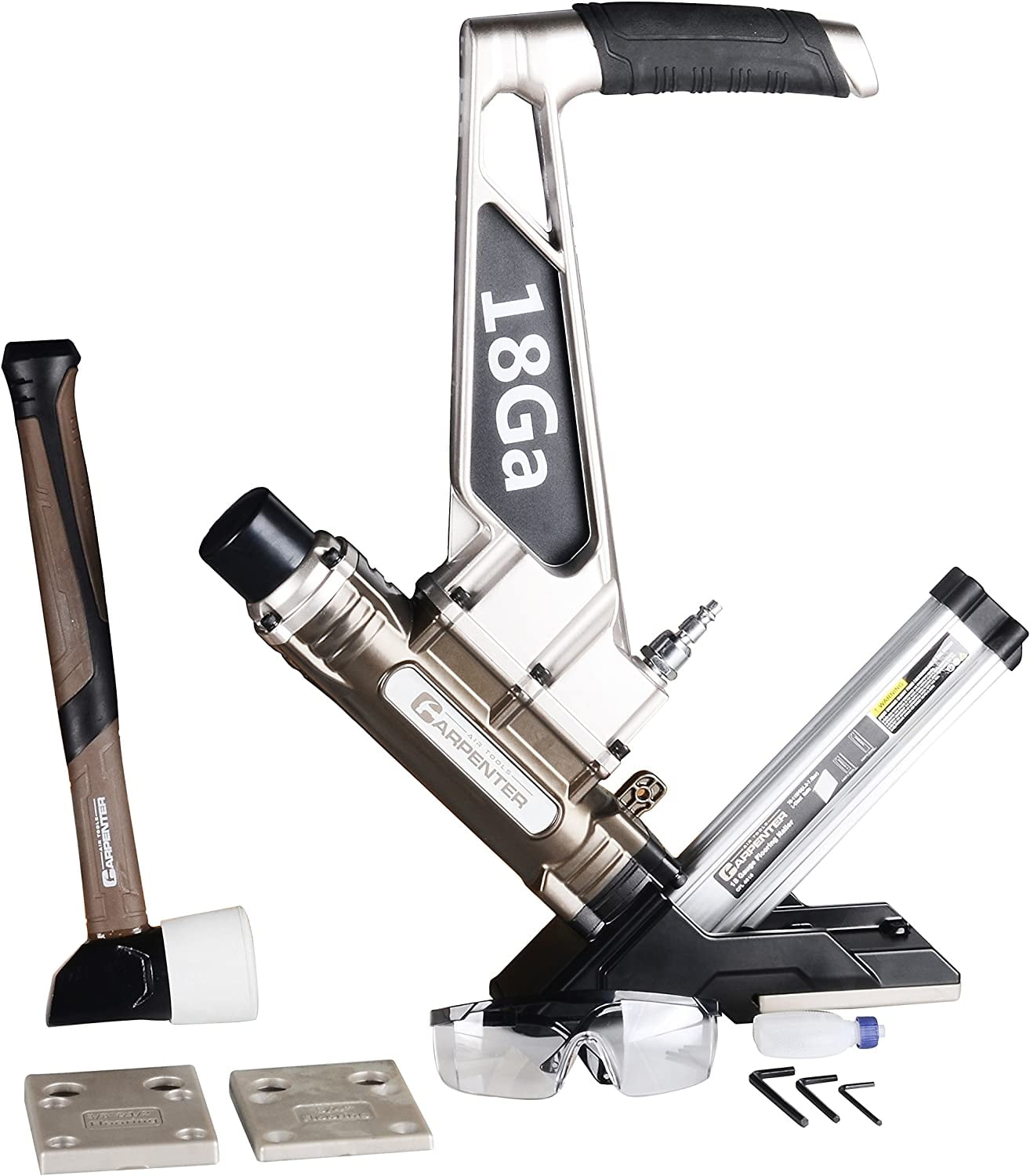 Carpenter Air Tools CFL4518 - 18 Gauge L Cleat Flooring Nailer with Mallet.