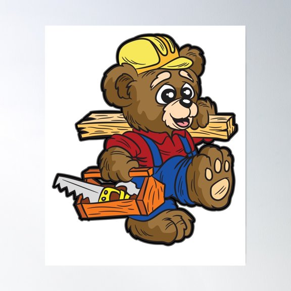 Carpenter Bear Poster Wall Art, Modern Wall Decor, 8x12 UNFRAMED