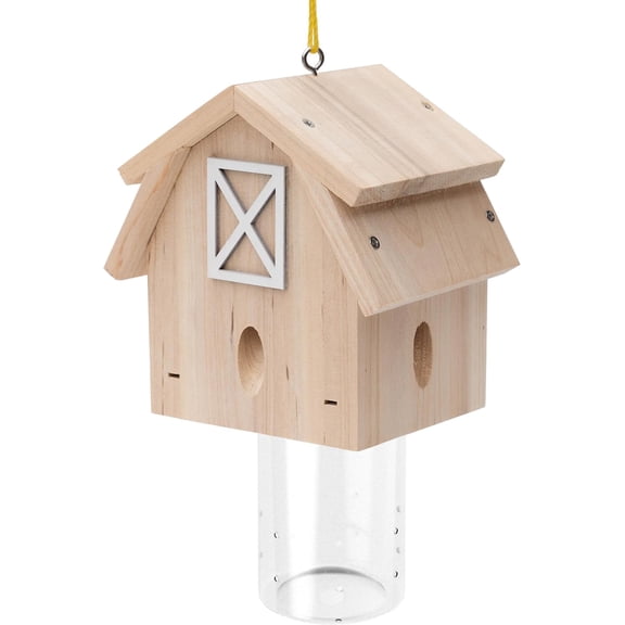 Carpenter Bee Trap for Outside - Barn Style Nature Hanging Wood Traps Outdoor Insect with Removable Vault(1 Pack)
