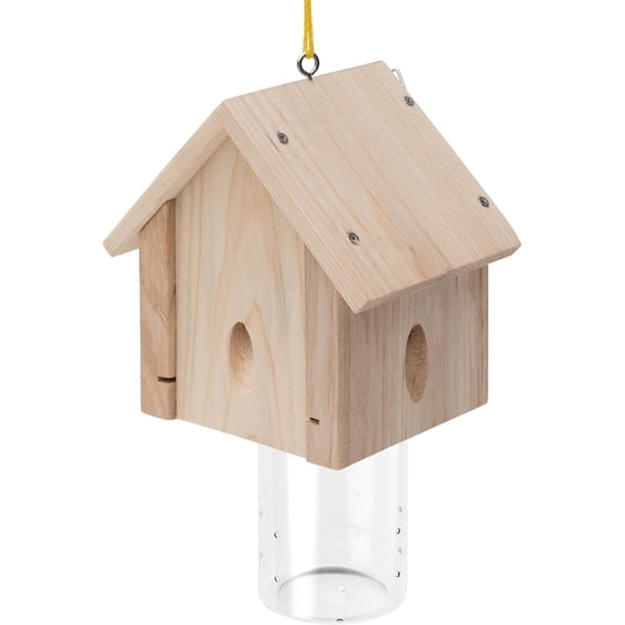 Carpenter Bee Trap for Outside - Cabin Style Nature Hanging Wood Traps Outdoor Insect with Removable Vault (1 Pack)