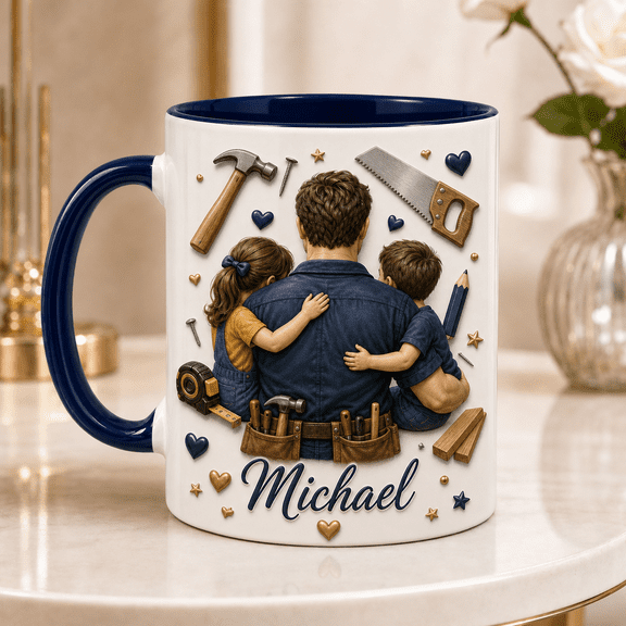 Carpenter Dad Ceramic Mug Personalized Name Gift for Father’s Day