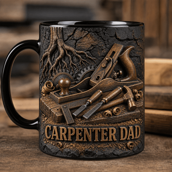 Carpenter Dad Mug 3D Effect Mug for Woodworking Dad, Father’s Day Carpenter Gift