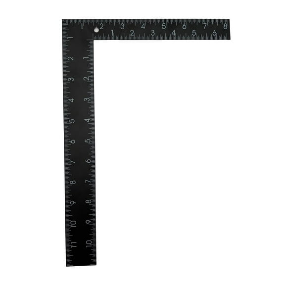 Carpenter Framing Square 8x12 Inch Metric Double Scale Stainless Steel L Square Ruler, Black