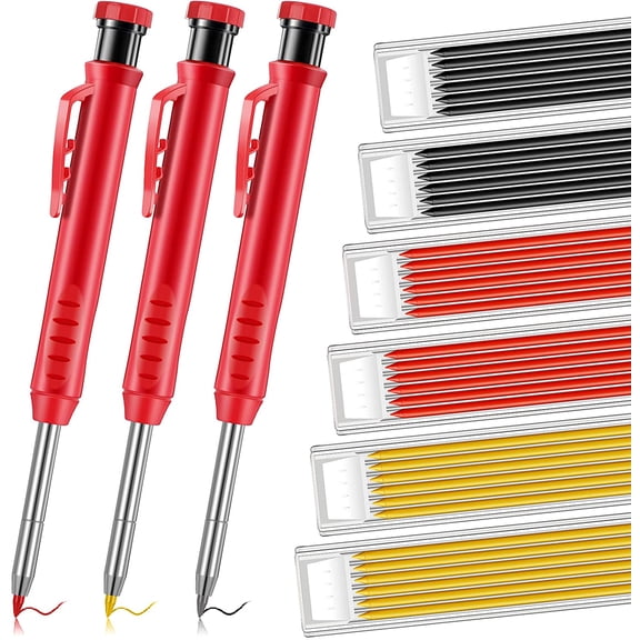 Carpenter Pencil, Mechanical Woodworking Pencil with Built-in Sharpener, Deep Hole Tracer Pencil with Pocket Clip