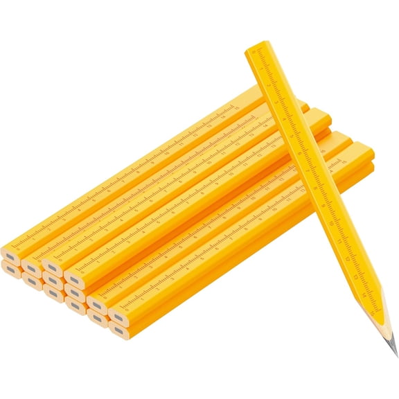 Carpenter Pencils with CM Scale  Framing Construction Pencil for Contractor & Woodworking 14-Pack (Yellow)