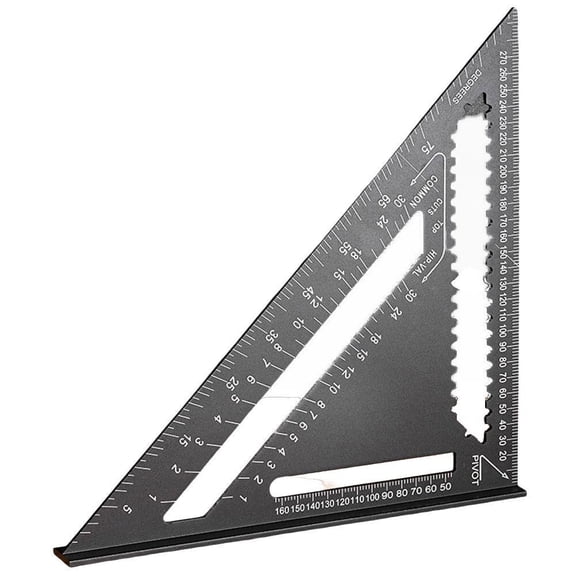Carpenter Square 12 Inch,Aluminum Square Carpenter Measuring Layout Tool,Alloy Metal Triangle Ruler Imperial Protractor for Woodworking and Carpentry, Rafter Square for Angle Drawing Measuring Ruler