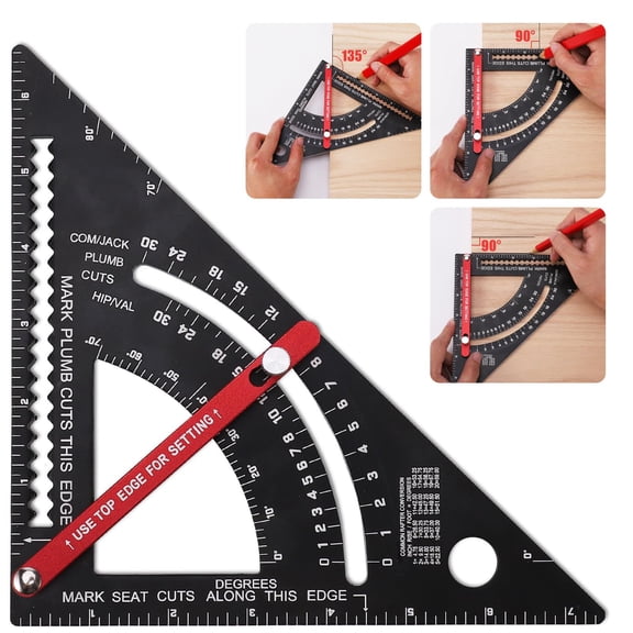 Carpenter Square 7 Inch Woodworking Tools Adjustable Rafter Square Carpenter Tools, Combination Square Framing Square, Aluminium Carpentry Squares