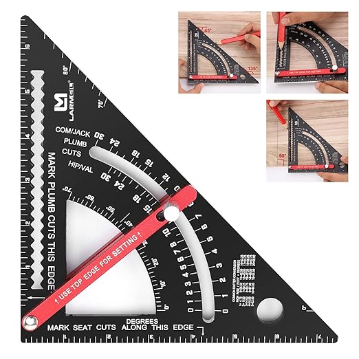 Carpenter Square 7 inch Woodworking Tools Smart Square, Adjustable Square Rafter Square Carpenter Tools, Combination Square Framing Square, Aluminium Carpentry Squares, Gift for Carpenters