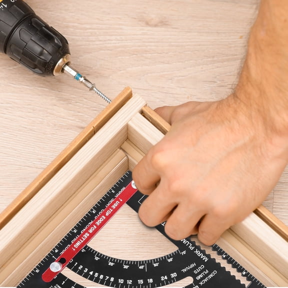 Carpenter Square 7 inch Woodworking Triangle Ruler CNC Aluminum Alloy Rafter Square Adjustable Carpentry Triangle Ruler Multifunction Carpenter Square Protractor for Measuring