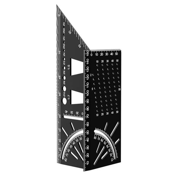 Carpenter Square Rule,3D Aluminum Alloy Angle Measuring Tool, Multifunction Angle Finder Woodworking Tools or Engineers Carpenters (Black)