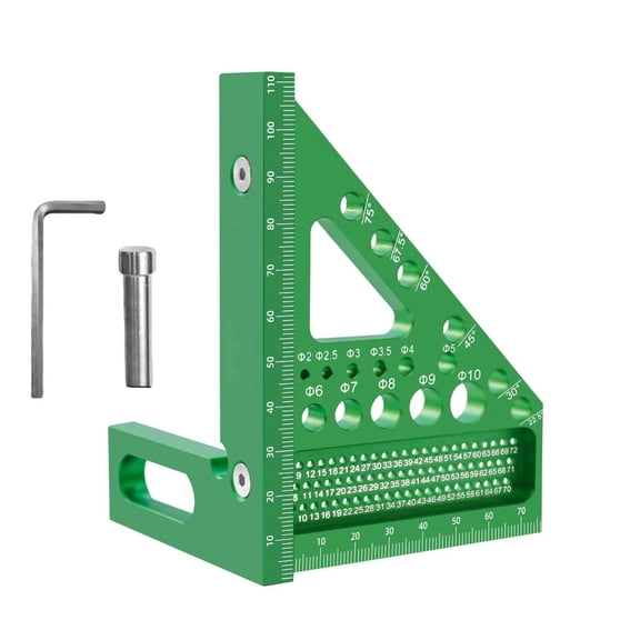 Carpenter Square Ruler 3D Multi-Angle Measuring 22.5-90 Degree with Position Pin Layout Aluminum Alloy Miter Triangle Ruler Layout Measuring Tools Carpentry Tool, Metric