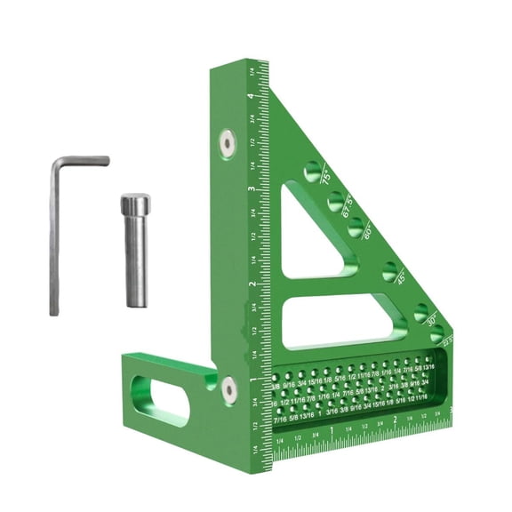 Carpenter Square Ruler 3D Multi-Angle Measuring 22.5-90 Degree with Position Pin Layout Aluminum Alloy Miter Triangle Ruler Layout Measuring Tools Carpentry Tool, Inch