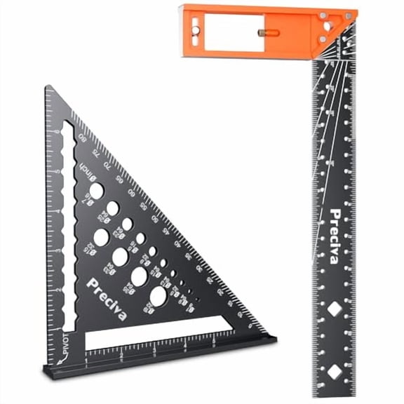 Carpenter Square Set - 7 Rafter Square and 12 Right Angle Ruler, Aluminum Alloy Carpenter Measuring Layout Tool for Woodworking and Carpentry