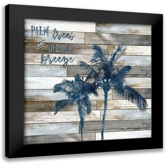 Carpentieri, Natalie 12x12 Black Modern Framed Museum Art Print Titled - Palm Trees and Ocean Breeze