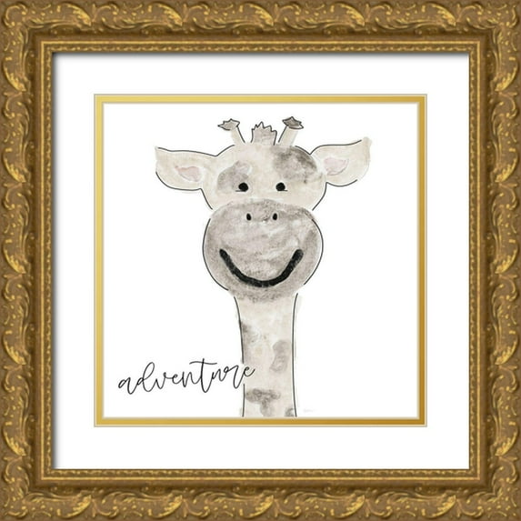 Carpentieri, Natalie 12x12 Gold Ornate Wood Framed with Double Matting Museum Art Print Titled - Adventure Giraffe