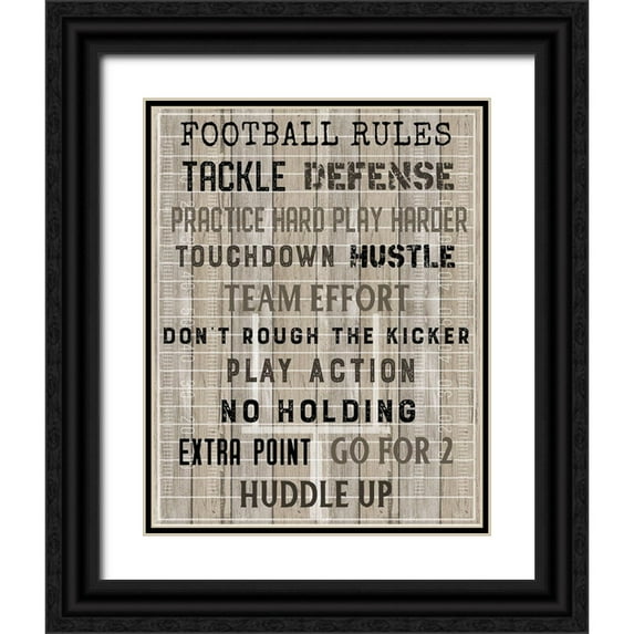 Carpentieri, Natalie 12x14 Black Ornate Wood Framed with Double Matting Museum Art Print Titled - Football Rules