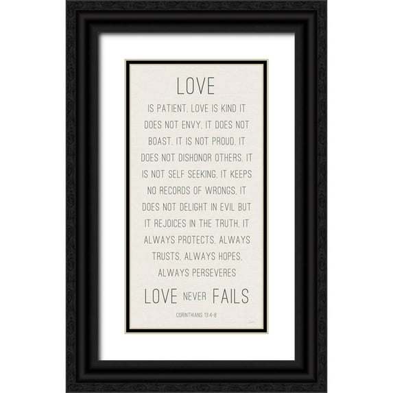 Carpentieri, Natalie 14x24 Black Ornate Wood Framed with Double Matting Museum Art Print Titled - Love Never Fails