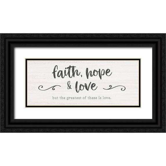 Carpentieri, Natalie 14x8 Black Ornate Wood Framed with Double Matting Museum Art Print Titled - Greatest is Love