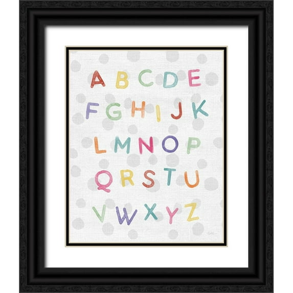 Carpentieri, Natalie 15x18 Black Ornate Wood Framed with Double Matting Museum Art Print Titled - Watercolor Alphabet