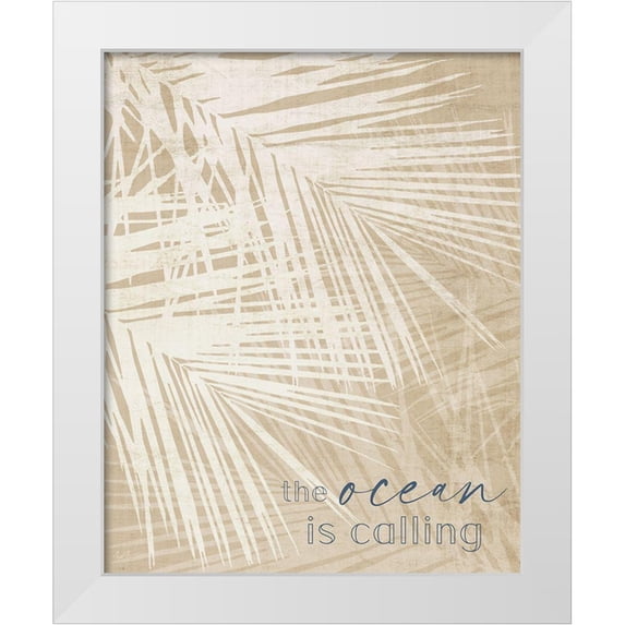 Carpentieri, Natalie 15x18 White Modern Wood Framed Museum Art Print Titled - Ocean Calling Palms