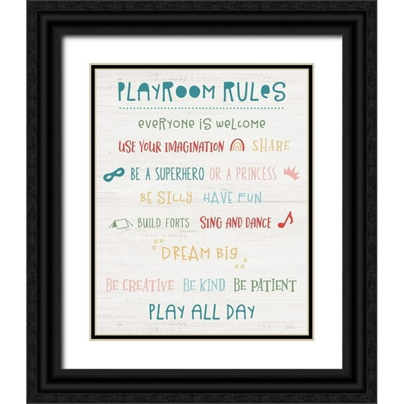 Carpentieri, Natalie 20x24 Black Ornate Wood Framed with Double Matting Museum Art Print Titled - Playroom Rules