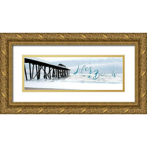 Carpentieri, Natalie 24x11 Gold Ornate Wood Framed with Double Matting Museum Art Print Titled - Lifes a Beach