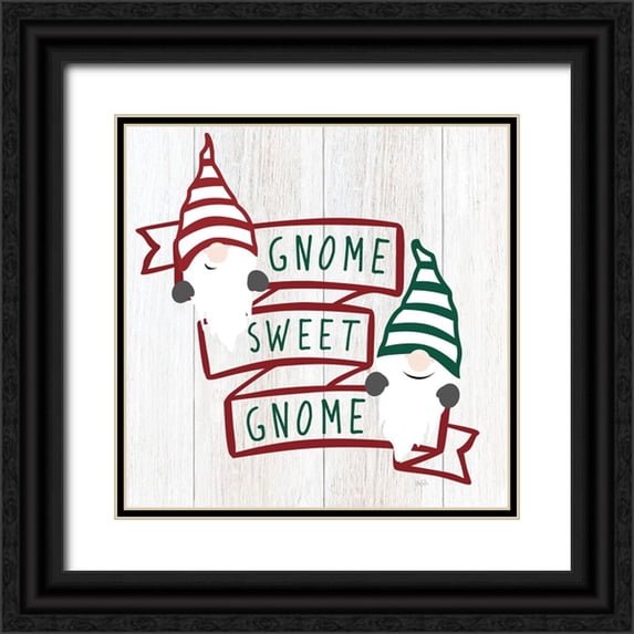 Carpentieri, Natalie 26x26 Black Ornate Wood Framed with Double Matting Museum Art Print Titled - Gnome Sweet Gnome