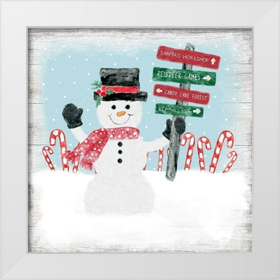 Carpentieri, Natalie 26x26 White Modern Wood Framed Museum Art Print Titled - North Pole Snowman