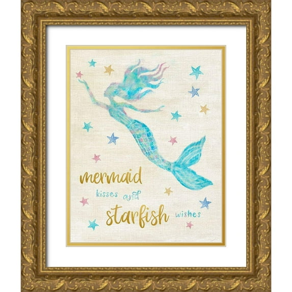 Carpentieri, Natalie 26x32 Gold Ornate Wood Framed with Double Matting Museum Art Print Titled - Mermaid Kisses