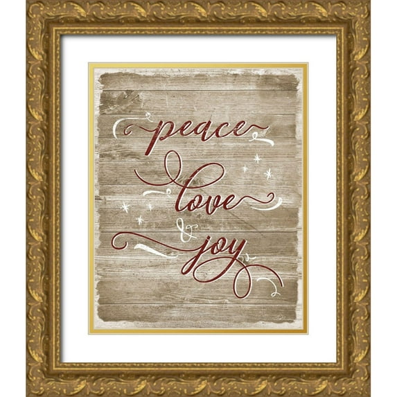Carpentieri, Natalie 26x32 Gold Ornate Wood Framed with Double Matting Museum Art Print Titled - Peace Love Joy