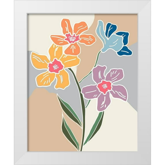 Carpentieri, Natalie 26x32 White Modern Wood Framed Museum Art Print Titled - Outlined Botanical Pop I