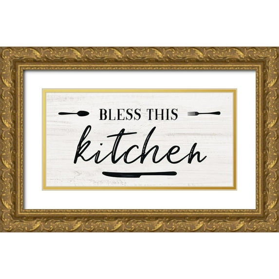 Carpentieri, Natalie 32x18 Gold Ornate Wood Framed with Double Matting Museum Art Print Titled - Bless this Kitchen
