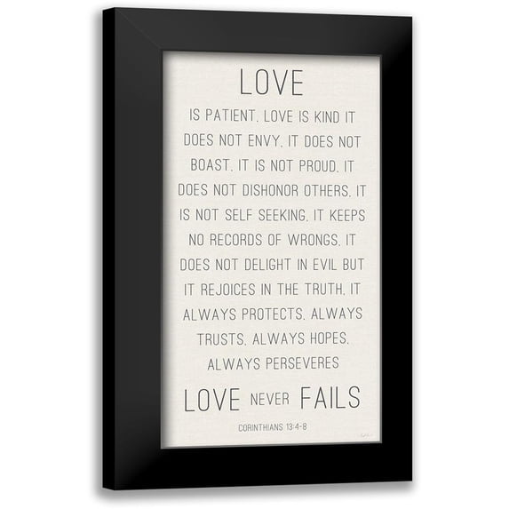 Carpentieri, Natalie 9x14 Black Modern Framed Museum Art Print Titled - Love Never Fails