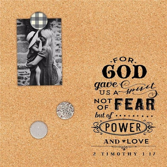 Carpentree 148006 2 Timothy 1-17 Power & Love Corkboard with 3 Pushpins - 15 x 15 in.