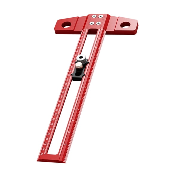Carpentry Layout Ruler, Woodworking T Square Tool With Paired Scales, Sliding Stop, Drill Position Guidance Aid