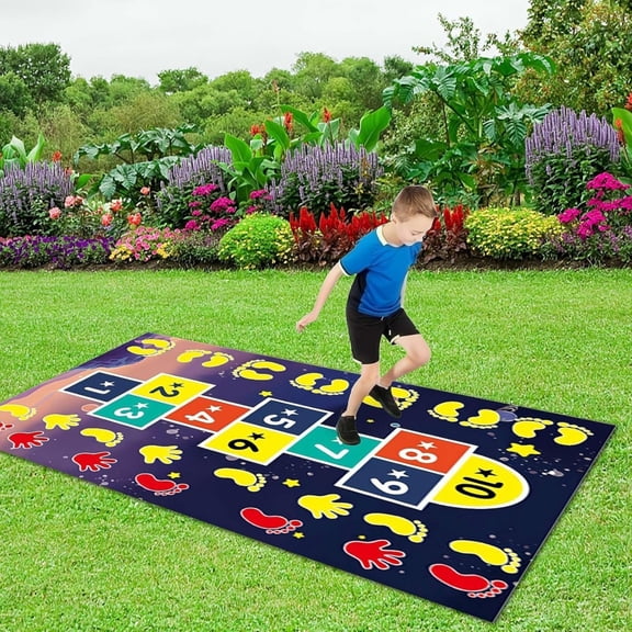 Carpet*1,Slippery Hopscotch for Boys Hopscotch Puzzle Mat Hopscotch Outdoor Game Hopscotch Mat Slippery Hopscotch Is Hilarious Interactive Slippery Hopscotch Game for Boys Boys Girls