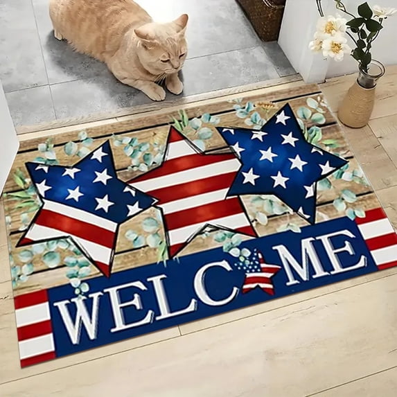 Carpet,4th Of July Door Mat Patriotic Doormat Entryway Rug Welcome Independence Day Doormat Stain And Fade Patriotic Decor Welcome Outdoor Mat Decorative For Home