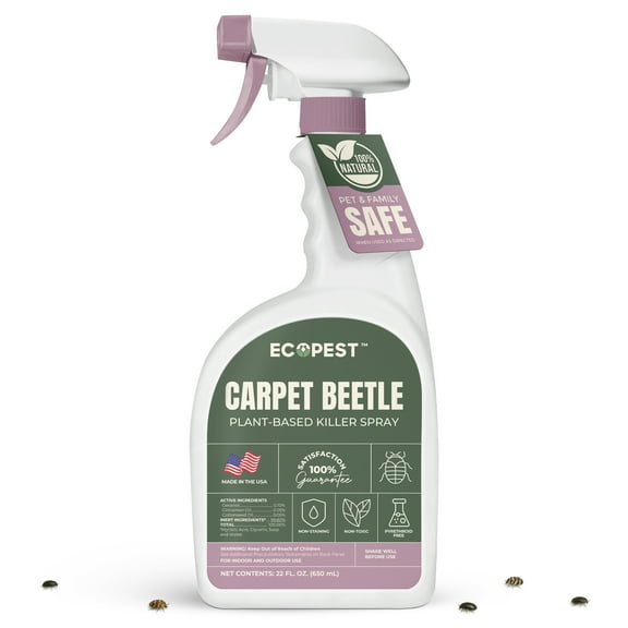 Carpet Beetle Spray Natural, Plant-Based Killer for Carpet Beetles, Eggs & Nymphs | Fabric & Furniture-Safe Home Treatment for Indoor Use | Child & Pet Safe, Low Odor, Eco-Friendly | 22 oz
