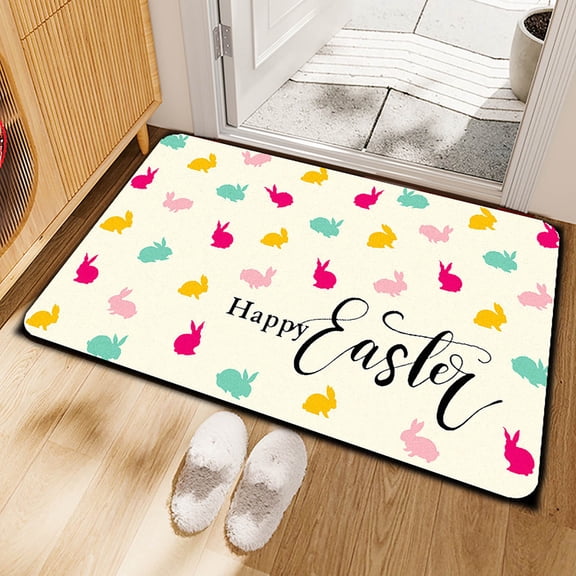 The Carpet Is Decorated With Easter Bunny Eggs From Katon Bunny Egg Rug Soft Floor Carpet Durable Easy Clean Mat For Living Room Bedroom Entryway Home Easter Decoration Party Display Rug Mat