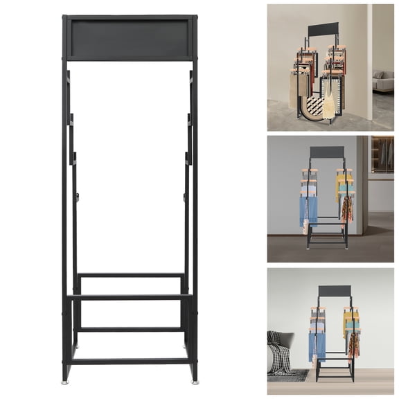 Carpet Display Rack, Floor Standing Carpet Display Stand, Commercial Organizer Holder for Displaying Mat Black