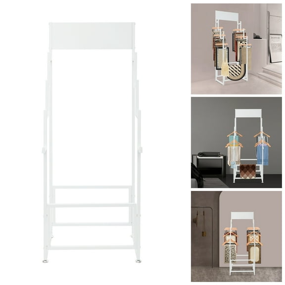 Carpet Display Rack, Floor Standing Carpet Display Stand, Commercial Organizer Holder for Displaying Mat White