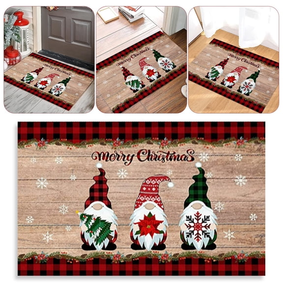Carpet,Dwarf Christmas Decorative Door Mat Indoor Carpet Farmhouse Buffalo Grid Red Black Non Slip Entrance Welcome Door Mat Suitable For Family Entrance 23.6 X 15.7 Inches Winter Snow