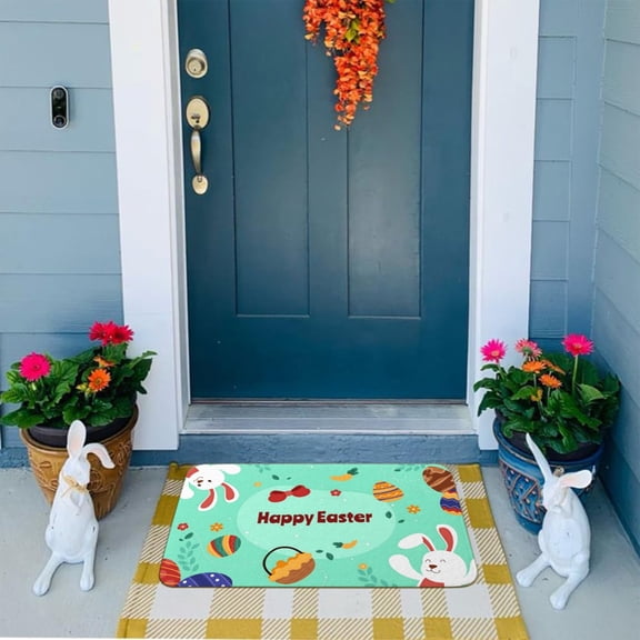 Carpet,Easter Bunny Elegant Decorative Doormat Seasonal Spring Easter Farmhouse Festive Profile Floor Mat Mat For Indoor Outdoor
