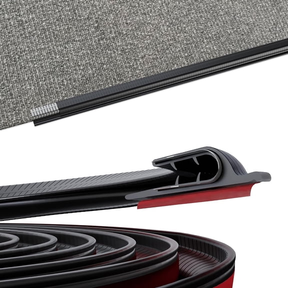 Carpet Edge Binding Trim, Metal Grip Core for Thin Rugs Black 20FT | Heavy-Duty Reinforced PVC | Self-Adhesive Rug Edge Protector | DIY Carpet Binding Tape | Floor Transition | Fits up to 3/16"