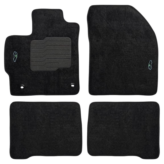 Carpet Floor Mats For 2012 to 2015 Toyota Prius with Heel Pad and Retention Clips, Front and Rear, Black - ecoMats