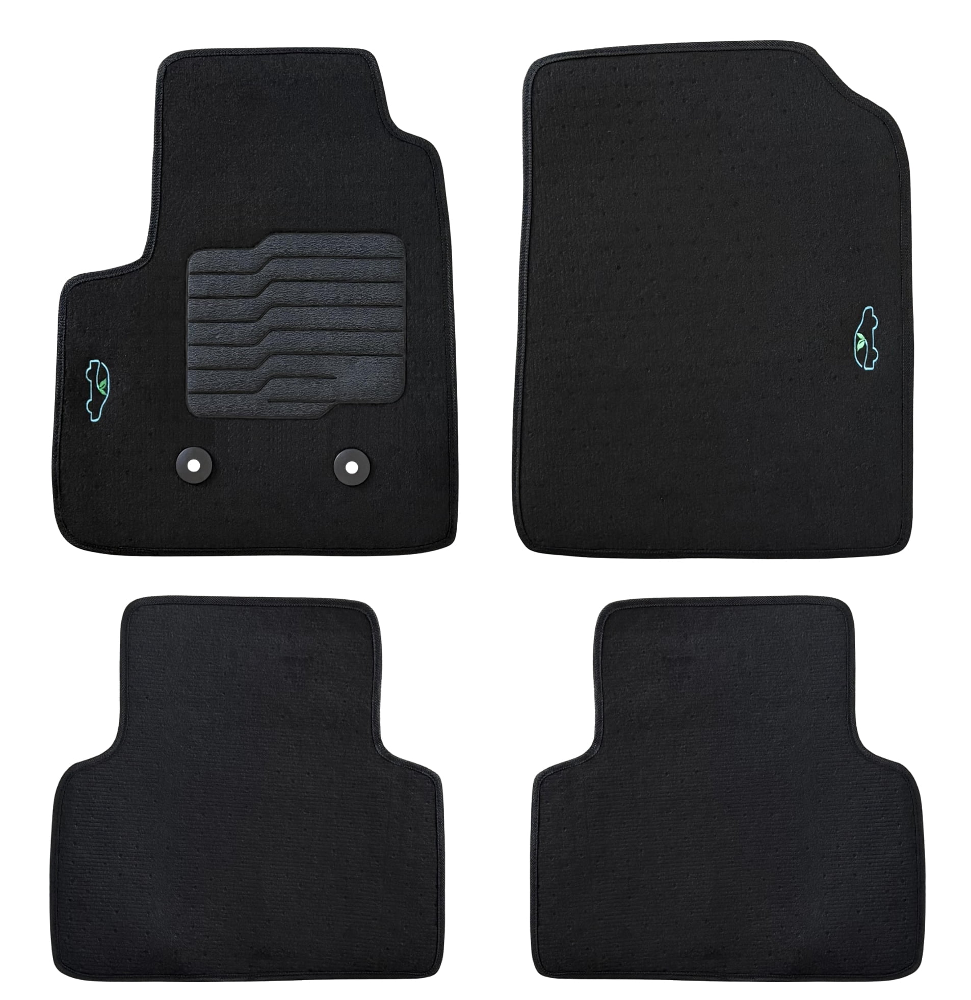 Carpet Floor Mats For 2015 to 2022 Chevrolet Colorado and GMC Canyon, Driver Heel Pad, Front and Rear, Black