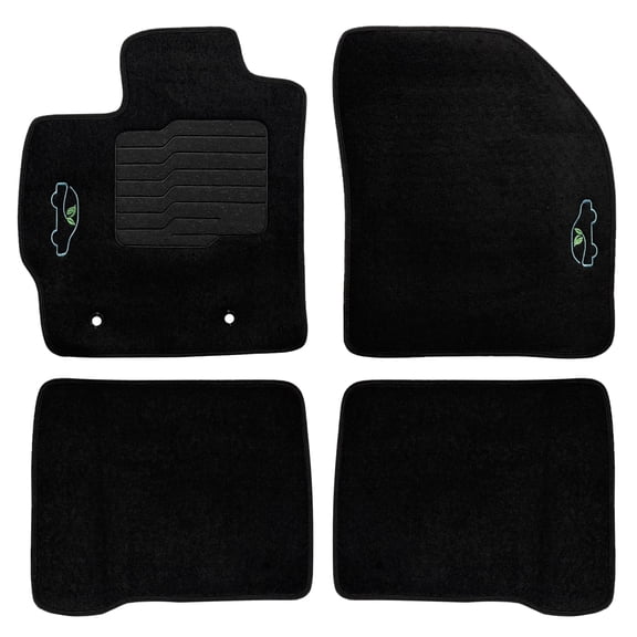 Carpet Floor Mats for 2010 and 2011 Toyota Prius, Front and Rear, Black, Safety Locks and Non-Slip Heel Pad - ecoMats