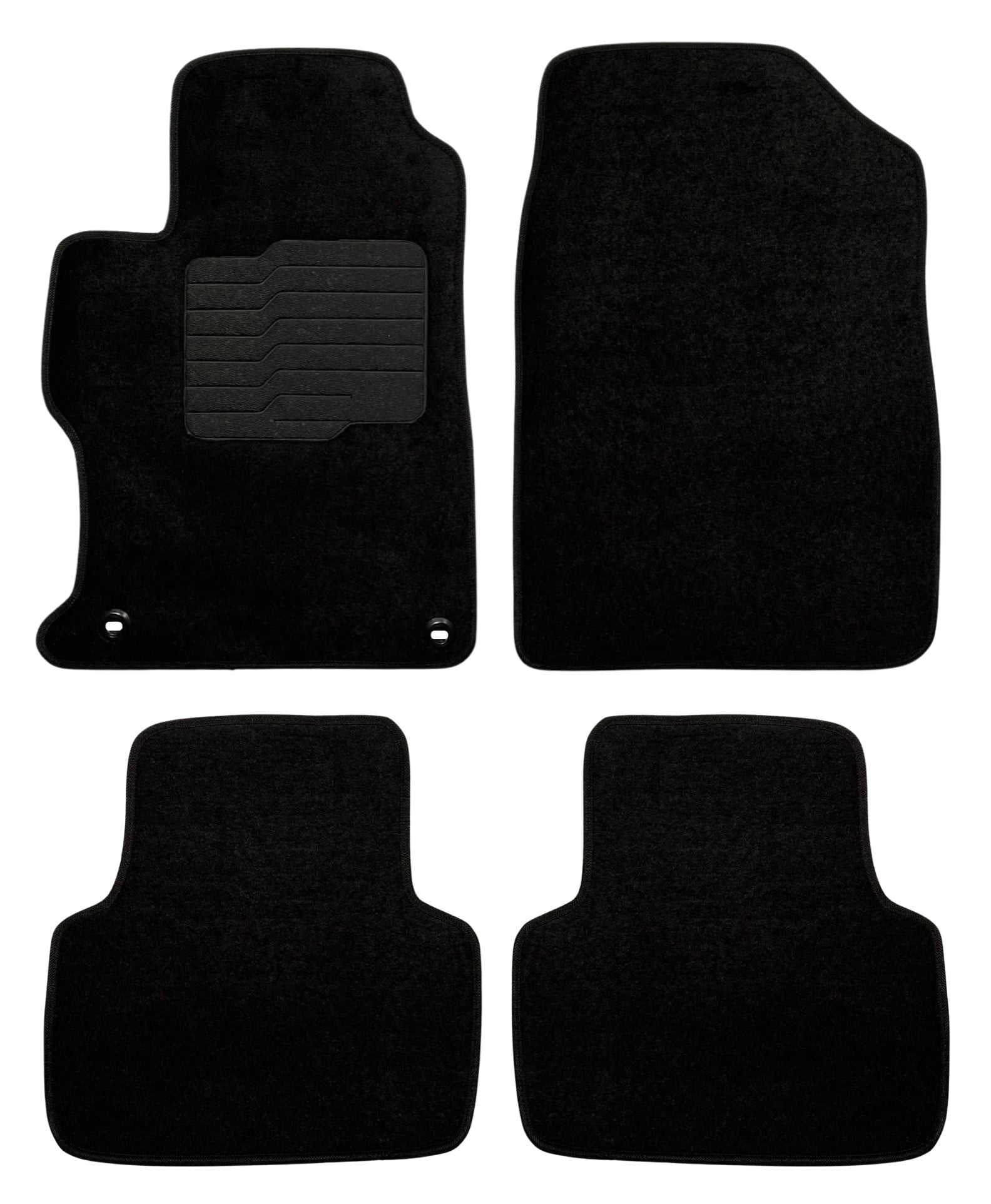 Carpet Floor Mats for 2012 to 2015 Honda Civic with Anti Slip Heel Pad and Safety Locks - Front and Rear - Black - ecoMats
